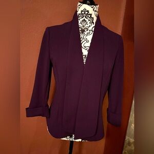 Anne Klein Purple Blazer with Smooth Fabric and Cuffed Sleeves